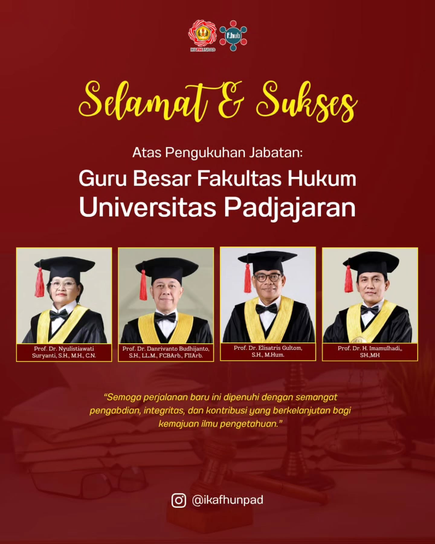 Pengukuhan 4 Guru Besar Fakultas Hukum Unpad